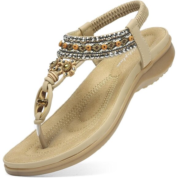 👑Women's Apricot Open Toe Elegant Walking Bohemian Elastic Slingback Sandal
